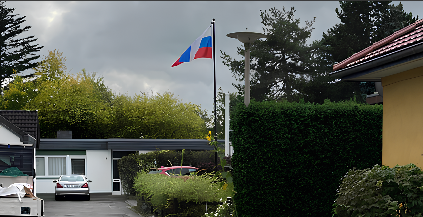российский флаг над Германией